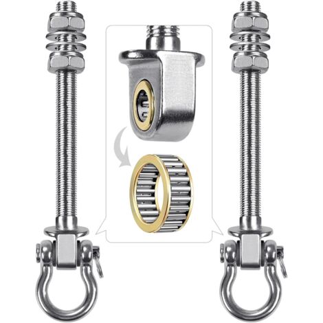 Lot de 2 crochets de plafond pour charges lourdes - En acier inoxydable 304 - Avec roulements pour fauteuil suspendu, véranda, terrasse, aire de jeux