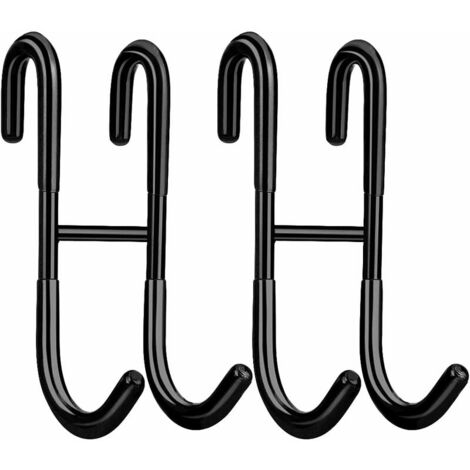 Lot de 2 crochets de porte en verre pour douche, plaqués noir mat, crochets en acier inoxydable 304, cintre sans perçage pour salle de bain, pour maillots de bain, peignoir, serviette, raclette, luffa