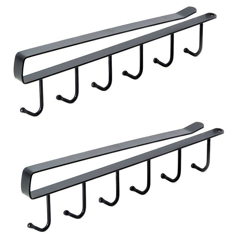 Memkey - Lot de 2 crochets de rangement pour tasses, verre à vin, ustensiles de cuisine, ceintures et écharpe, crochet de suspension sous placard
