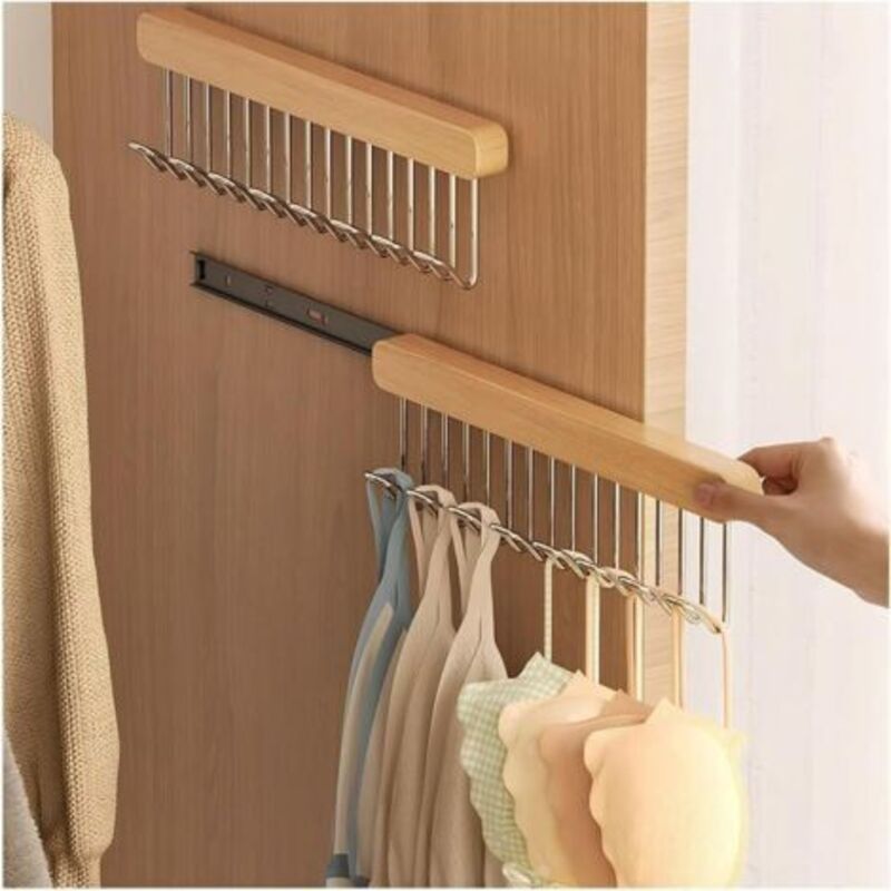 Lot de 2 crochets de sortie pour placard, crochet en bois pour débardeur et soutien-gorge, crochets muraux économiques, 8 Hooks, Right Pull