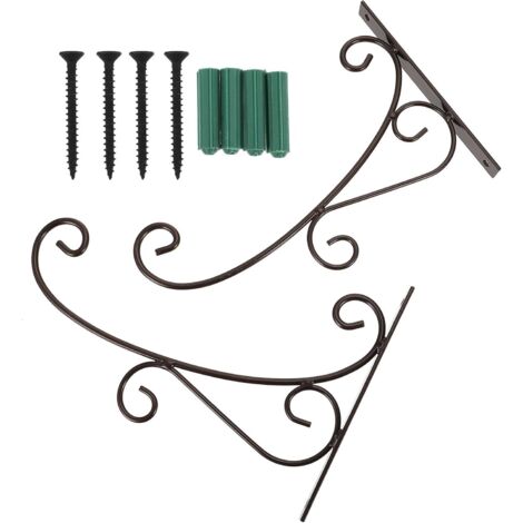 Lot de 2 crochets décoratifs en fer pour panier suspendu, fixation murale