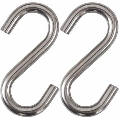 Lot de 2 Crochets en S en acier inoxydable 304 robustes Crochets en S pour balançoire de hamac de 7,6 cm Crochets utilitaires de qualité industrielle