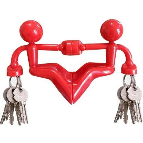Lot de 2 crochets magnétiques solides à ventouse pour réfrigérateur et congélateur - Idée cadeau fantaisie (2, rouge)