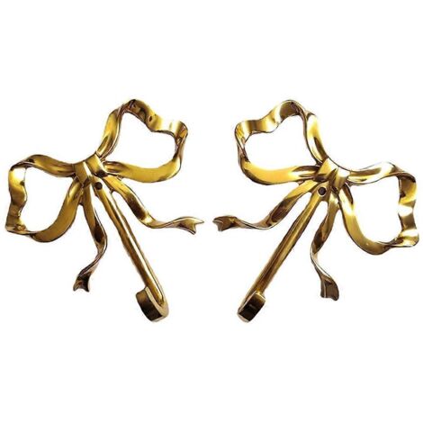 Lot de 2 crochets muraux en laiton avec nœud papillon pour serviettes et peignoirs.