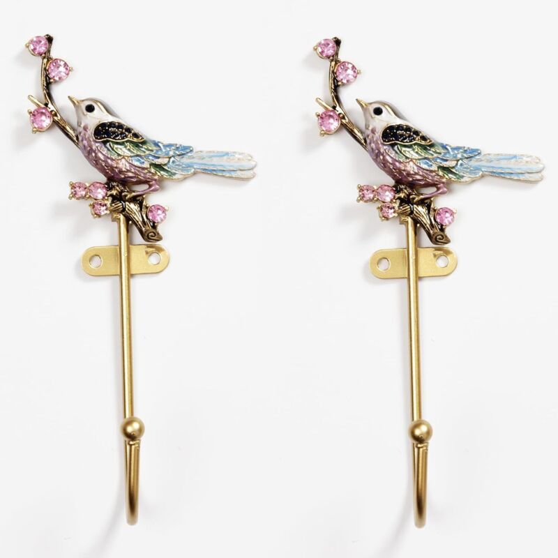 Lot de 2 crochets muraux en métal en forme d'oiseau, faits à la main, style vintage, antique, décoratif, organisateur robuste, idéal pour accrocher