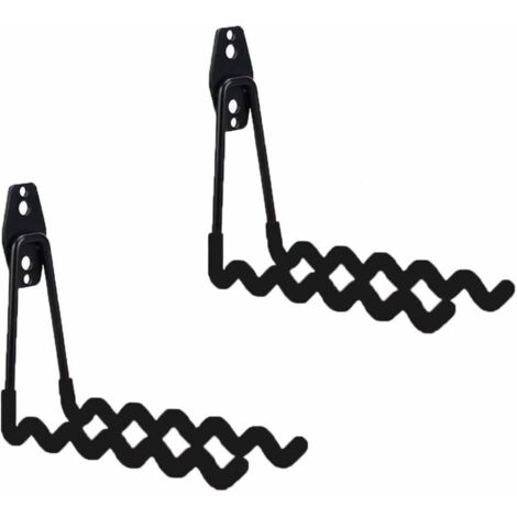 Lot de 2 crochets muraux pour garage, charges lourdes, doubles crochets de rangement, crochets de rangement pour échelle, outils, tuyau, outils électriques, vélo, outils de jardin, noirs