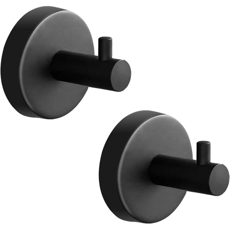 Lot de 2 Crochets Muraux pour Salle de Bain – Patères à Visser en Acier Inoxydable pour Serviettes, Peignoirs et Manteaux, Noir