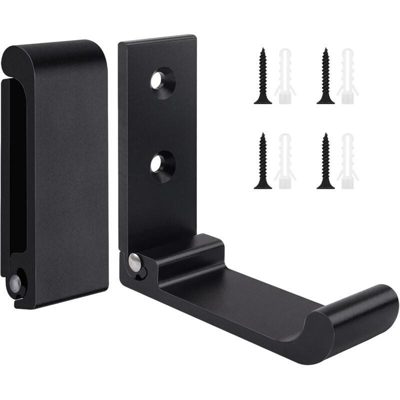 Parkside - Lot de 2 crochets pliants - Crochets muraux pliables à 90° - En aluminium - Avec capacité de charge de 15 kg - Noir