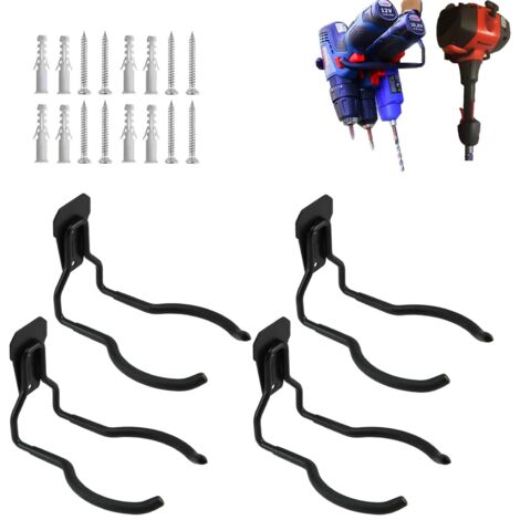 Lot de 2 crochets pour outils électriques, crochets muraux de garage, support de désherbeur, crochet utilitaire pour organiseurs d'outils de garage et rangement