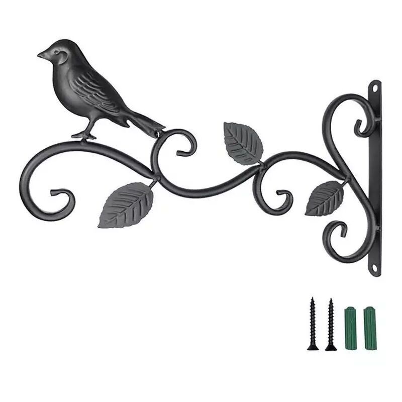Lot de 2 crochets pour panier suspendu, support en acier massif noir avec vis, support de suspension pour plantes d'extérieur, crochet mural pour