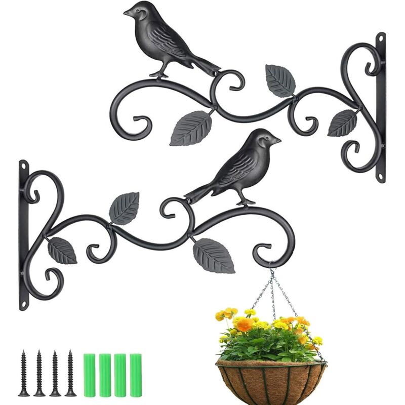 Lot de 2 crochets pour plantes, support mural en fer, idéal pour suspension de pots de fleurs