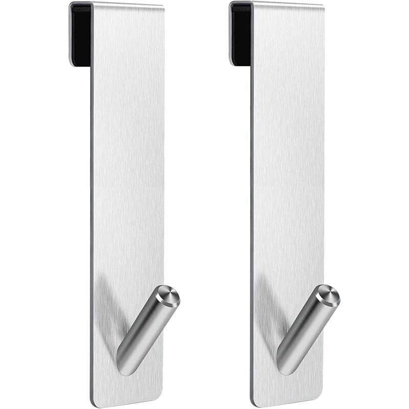 Lot de 2 crochets pour porte de douche – Crochets porte-serviettes en diamant, crochets pour porte de douche en verre sans cadre argenté (7 pouces)