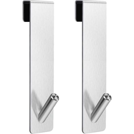 Lot de 2 crochets pour porte de douche – Crochets porte-serviettes en diamant, crochets pour porte de douche en verre sans cadre argenté (7 pouces)