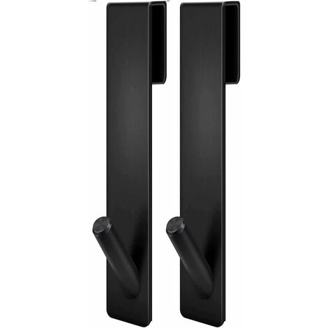 Lot de 2 crochets pour porte de douche - Noir pour porte en verre de 7" de long Crochets pour porte de salle de bain en verre sans cadre Crochets pour serviettes en acier inoxydable