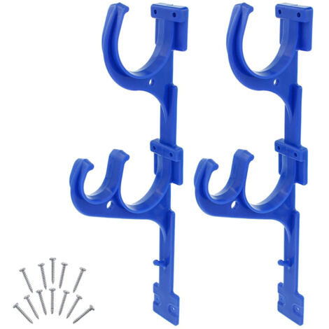 Lot de 2 crochets triples pour jardin, support télescopique pour piscine, support pour perche de spa et support pour tuyau d'arrosage, idéal pour le nettoyage des équipements.