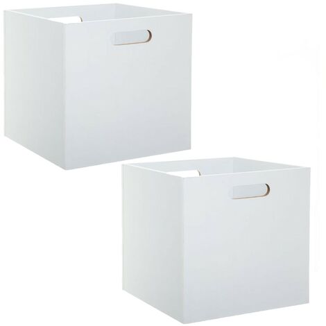Lot de 2 boîtes de rangement en MDF effet bois – Dimensions 31x31x31 cm – Poids 2,4 kg – À monter soi-même – Toilinux
