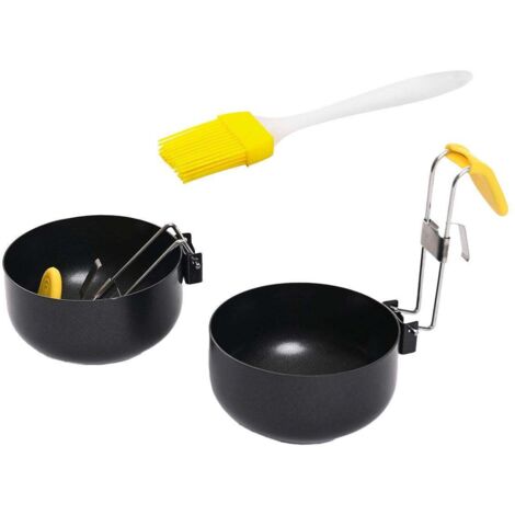 Lot de 2 cuiseurs à œufs ronds pliables, antiadhésifs et résistants à la chaleur, à suspendre aux oreilles