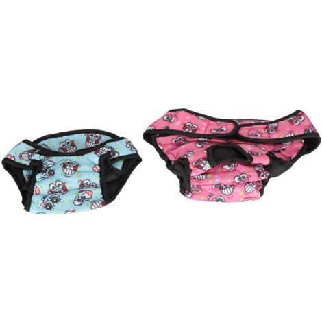 Lot de 2 culottes/shorts physiologiques doux et respirants pour chiens, ajustables (rose, bleu, XL)