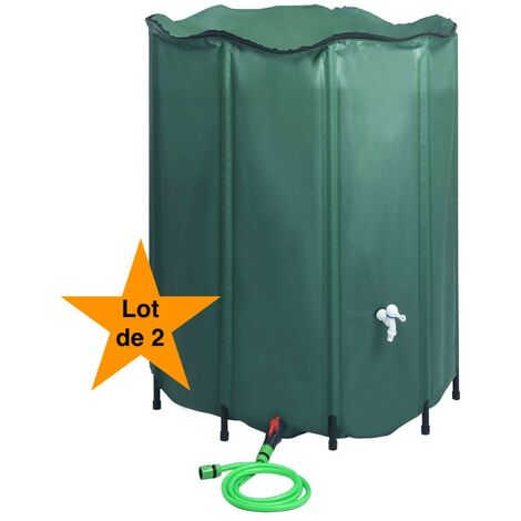 Lot de 2 Cuves, Réservoirs Récupérateurs d'eau de pluie pliable 1000 L d' Eau