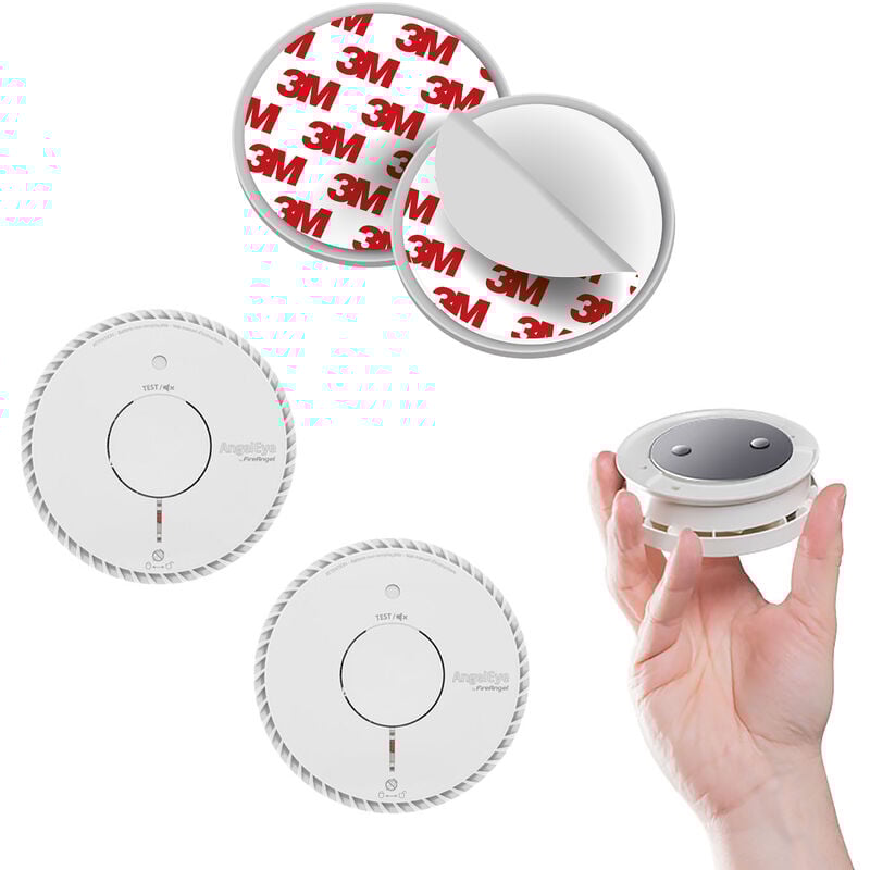 Angeleye - Lot de 2 détecteurs de fumée nf autonomie 5ans-garantie 10 ans + 2 supports aimantés