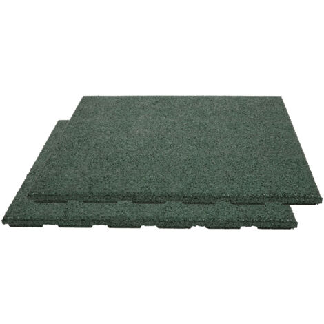 Lot de 2 dalles amortissantes 50x2,5 cm en caoutchouc vert foncé