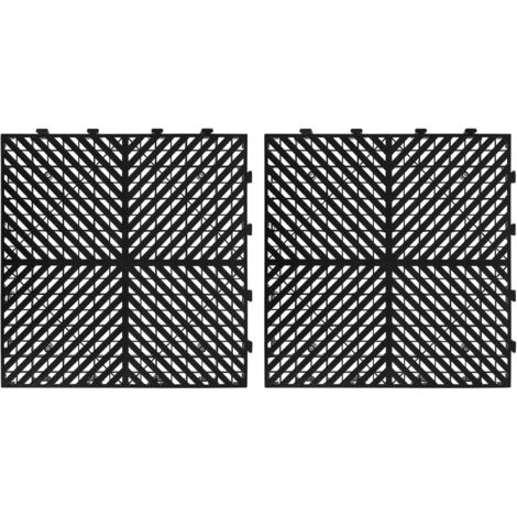 Lot de 2 Dalles de Drainage en Plastique Noir 40X40 CM Antidérapantes pour