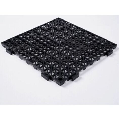 Lot de 2 Dalles de Jardin Piscine 30x30x1,5 cm Noir Dalle Clipsable Ajourée Antidérapante en PVC Drainage Rapide Revêtements de Sol Extérieur Intérieur pour Terrasse Cuisine Spa Salle de Bain