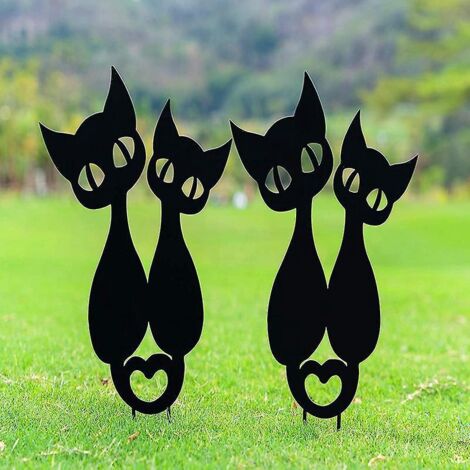 lot De 2 Dcoration De Jardin, Chat Dcoration Jardin Silhouette Ornements De Pelouse Extrieure Postuler  Pelouse De Jardin Extrieur Cadeaux De Dcor