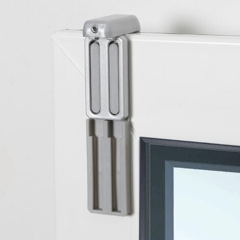 Lot de 2 de fixations sans percer à serrer pour store sur fenêtre avec aération - Gris alu