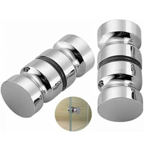 Lot de 2 de Poignées de Porte de Douche Bain Poignée de Porte de Douche 30 mm Poignées De Porte De Remplacement en Chrome Poli Poignée de Porte Ronde en Verre en Acier Inoxydable Durable
