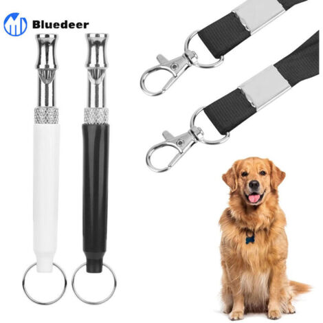 Lot de 2 De Sifflet Chien,Sifflet Ultrason Chien Anti Aboiement Fréquence Réglable Professionnelle, Haute Fréquence, Silencieux, avec Cordon pour L'éducation des Chiens