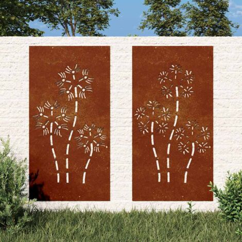 Lot de 2 Déco murale Décorations murales de jardin 105x55 cm design de fleur 95859