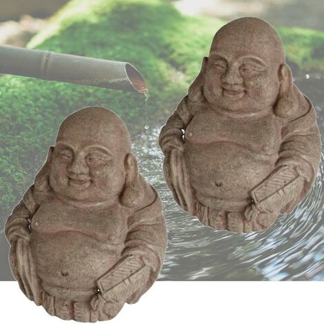 Lot De 2 Décorations De Bassin De Jardin, 2 Bouddhas, Zen, En Résine