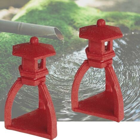 Lot de 2 Décorations De Bassin De Jardin, Pagode Rouge, Zen, En Résine