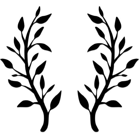 Lot de 2 décorations murales en métal pour intérieur ou extérieur, jardin, maison, chambre à coucher, salon (noir)