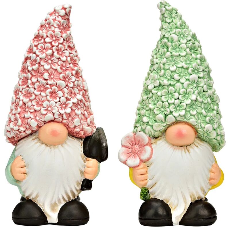 Lot de 2 décorations nains de jardin en magnésie 21cm
