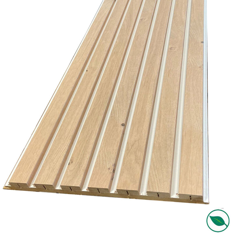 Lot de 2 demi panneaux tasseaux mdf chêne clair sur fond blanc 1250 x 287 x 20 mm pefc 70%