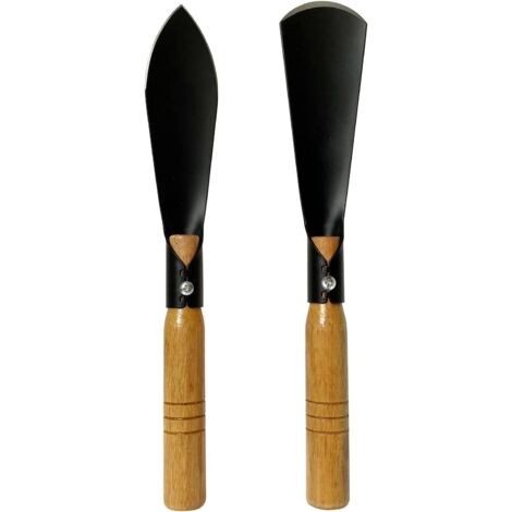 Lot de 2 désherbeurs manuels (32 cm), avec manche en bois remplaçable, fourche à désherber en acier au manganèse, outil de désherbage manuel, pelle de jardin