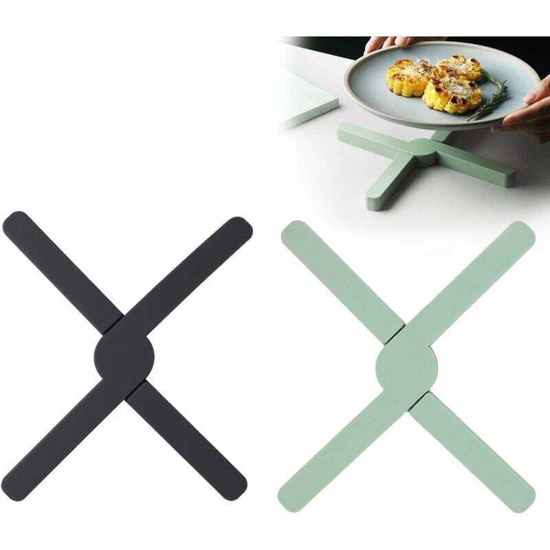 Lot de 2 Dessous de Plat en SiliCône en Forme de Croix pour Les Plats Chauds, Pliable Antidérapant et Anti-Chaleur 430°F-Fei Yu