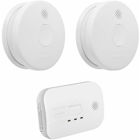 Lot de 2 détecteurs de fumée NF Autonomie 5 ans + 1 détecteur de monoxyde de carbone NF autonomie 3 ans - SIEMENS