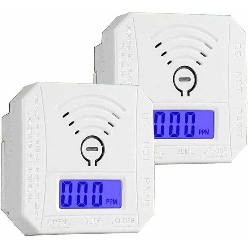 Lot de 2 détecteurs de monoxyde de carbone, alarme CO haute précision à piles avec avertissement sonore et écran LCD numérique, certifié UL (2 piles
