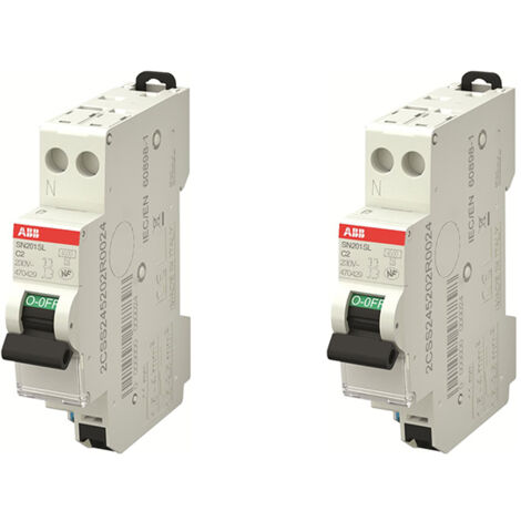 Lot de 2 disjoncteurs automatiques Ph+N raccordement Rapide 2A-4,5Ka - ABB