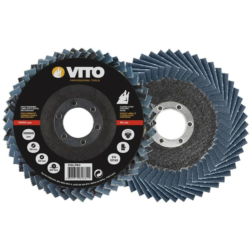 Disque à lamelle 115 mm Zirconium Alésage 22,5 mm G120 flexible x 2 vito