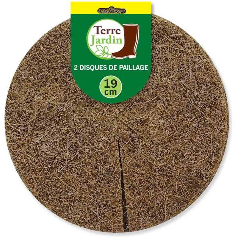 Terre Jardin - Lot de 2 disques de paillage coco fibres naturelles Marron 19 cm - Marron