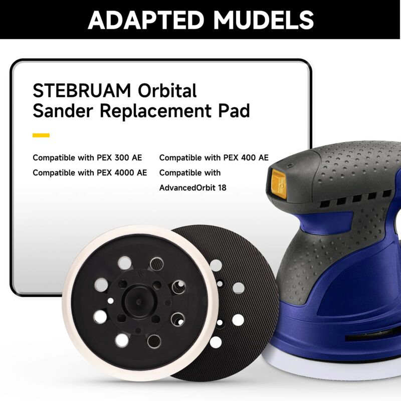 Lot de 2 disques Plateau de ponçage professionnel de 125 mm avec crochet et boucle, 8 trous, compatible avec ponceuse excentrique Bosch PEX 300 AE et