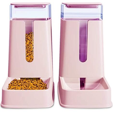 Lot de 2 distributeurs automatiques de Nourriture et d'eau pour Chat de Petite, Moyenne et Grande Taille, pour Chats, Chiens, Chiots, Chatons, 3,8 l x 2