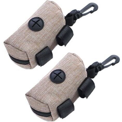 Lot de 2 distributeurs de sacs à déjections canines, sdistributeur portable avec fermeture éclair, compatible avec toutes les laisses de chien pour la marche et la course