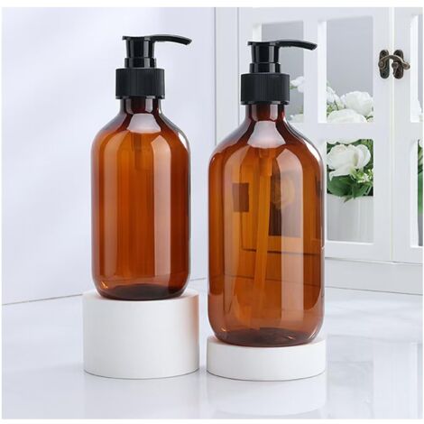 Lot de 2 distributeurs de savon à pompe - 500 ml - Pour cuisine, salle de bain, plan de travail, cuisine - Marron