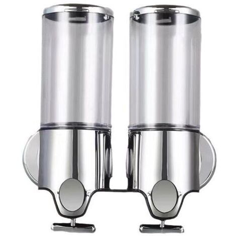 Lot de 2 distributeurs de savon mural de 500 ml - Distributeur de savon manuel pour désinfectant - Distributeur de shampooing et de gel douche pour toilettes, salle de bain, cuisine, hôtel, bureau