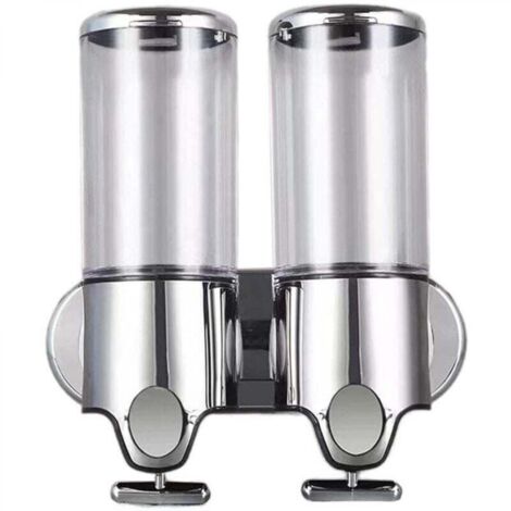 Lot de 2 distributeurs de savon mural de 500 ml - Distributeur de savon manuel pour désinfectant - Distributeur de shampooing et de gel douche pour toilettes, salle de bain, cuisine, hôtel, bureau
